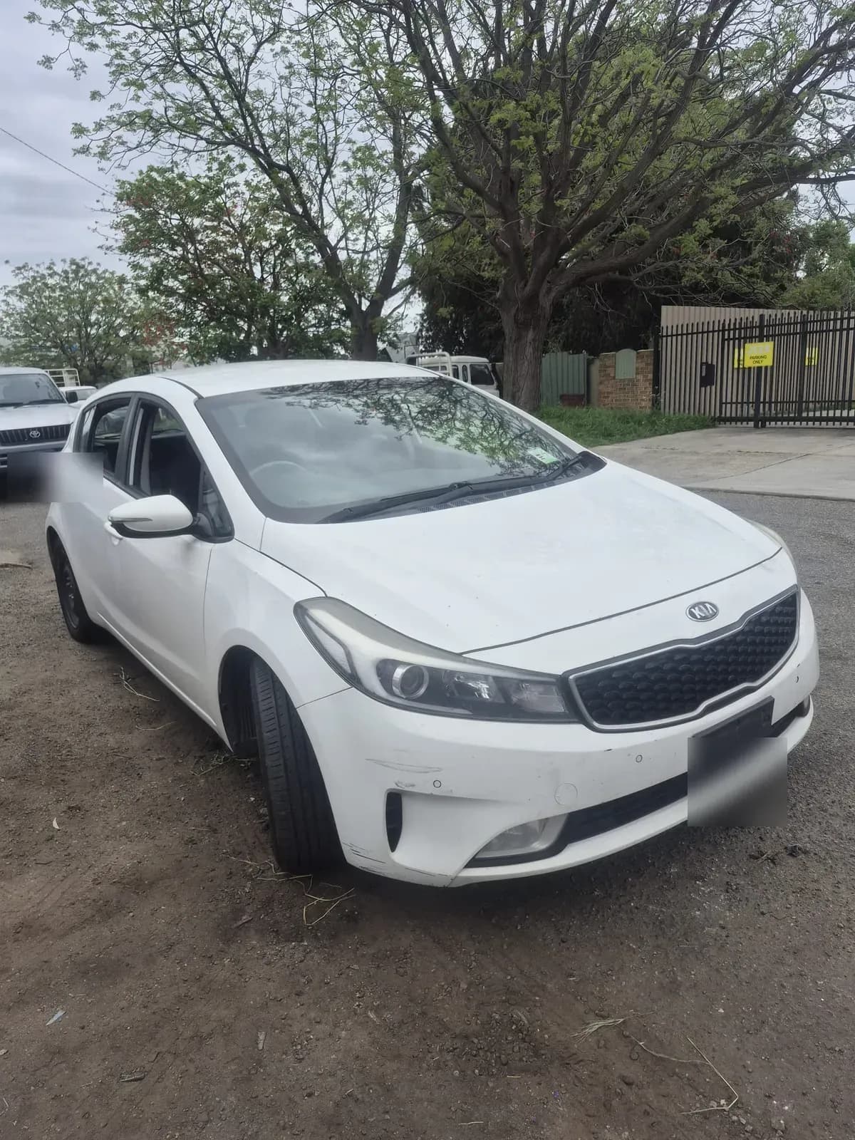 White Kia Cerato hatchback bought for dismantling at our Bellevue yard